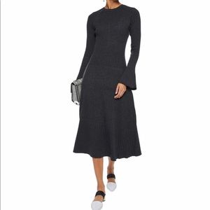 Sandro Bliss Open-Backed Ribbed-Knit Midi Dress